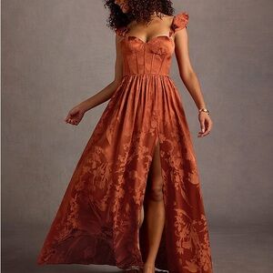 Azazie Strapless Rust Dress